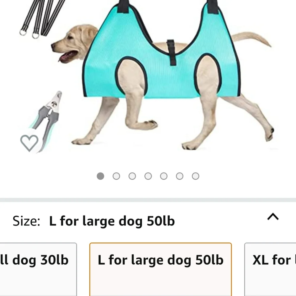 Dog nail grooming hammock, size Large, blue, New in package